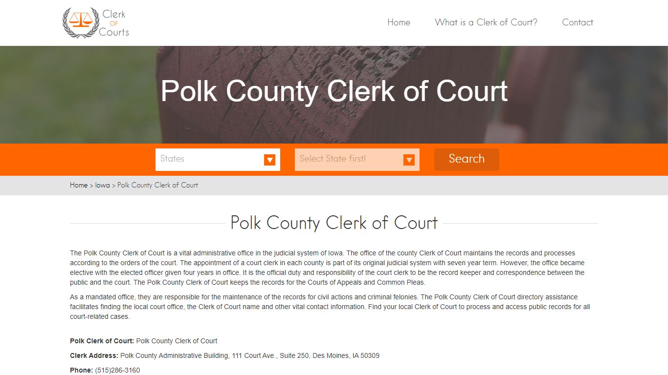 Find Your Polk County Clerk of Courts in IA - clerk-of-courts.com