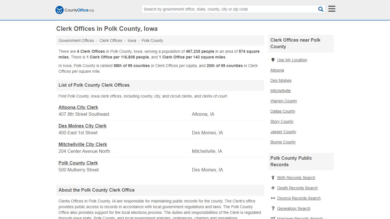 Clerk Offices - Polk County, IA (County & Court Records)